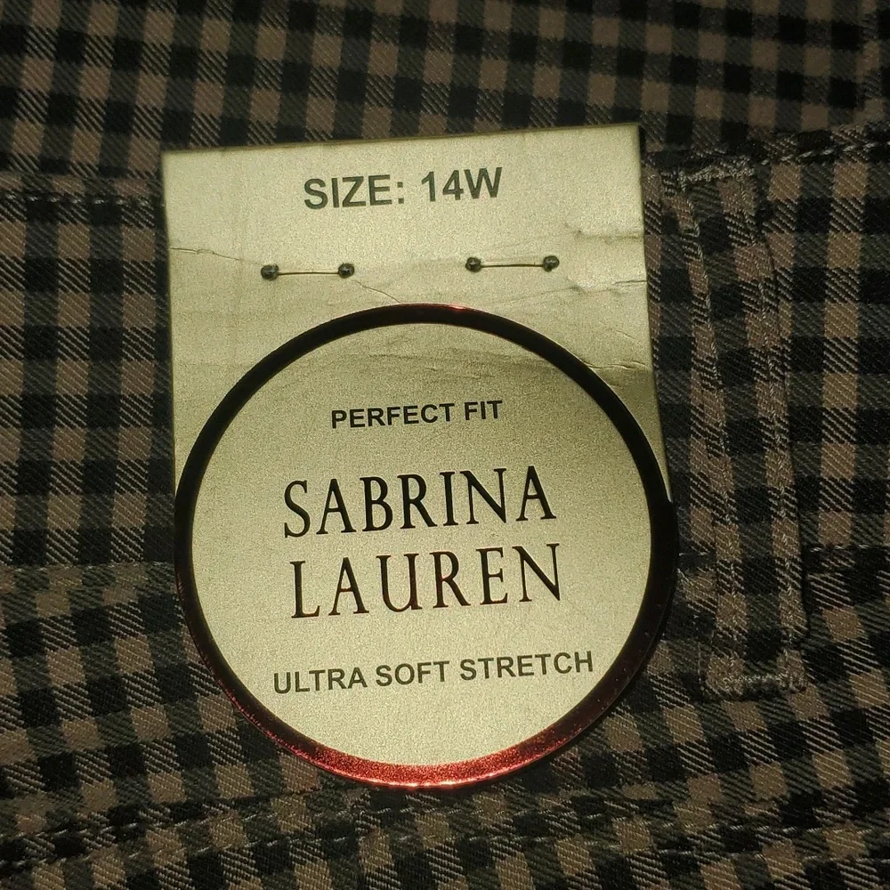 Sabrina Lauren Checkered Ultra Soft Stretch Pants 14W